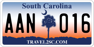 SC license plate AAN016