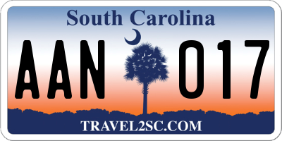 SC license plate AAN017