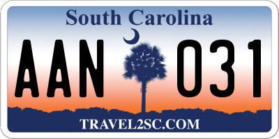 SC license plate AAN031