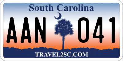 SC license plate AAN041