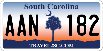 SC license plate AAN182