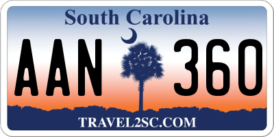 SC license plate AAN360