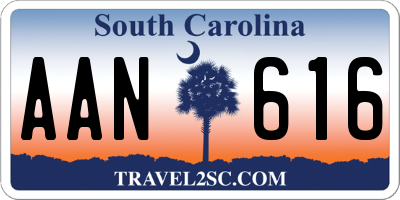 SC license plate AAN616
