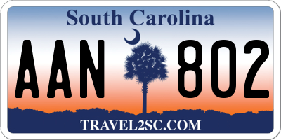 SC license plate AAN802