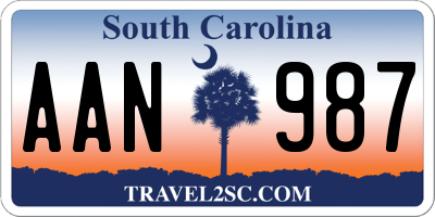 SC license plate AAN987