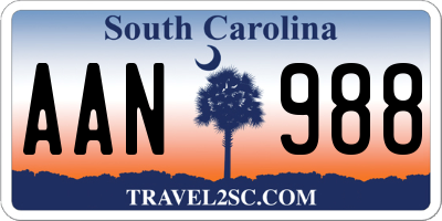 SC license plate AAN988