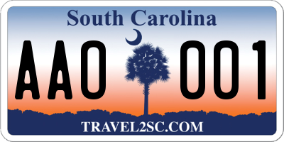 SC license plate AAO001