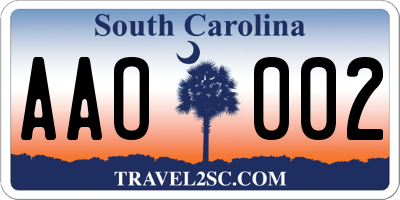 SC license plate AAO002