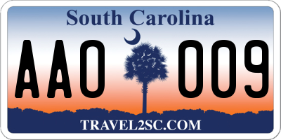 SC license plate AAO009