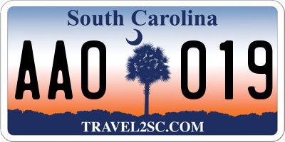 SC license plate AAO019