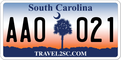 SC license plate AAO021