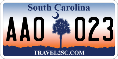 SC license plate AAO023