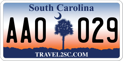 SC license plate AAO029