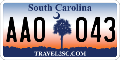 SC license plate AAO043