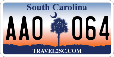 SC license plate AAO064