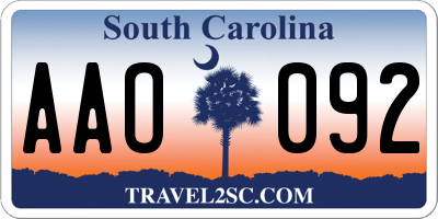 SC license plate AAO092