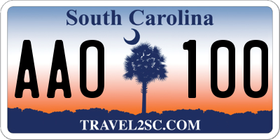 SC license plate AAO100