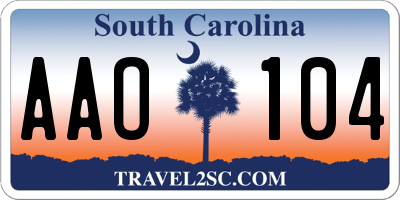 SC license plate AAO104