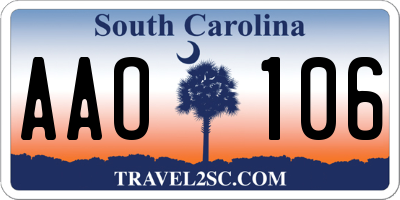 SC license plate AAO106