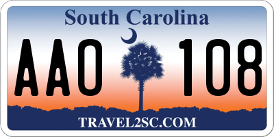 SC license plate AAO108