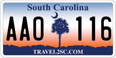 SC license plate AAO116