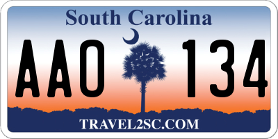 SC license plate AAO134