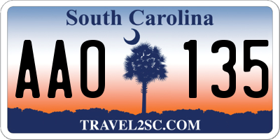 SC license plate AAO135