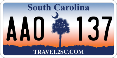 SC license plate AAO137