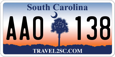 SC license plate AAO138