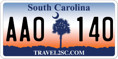 SC license plate AAO140