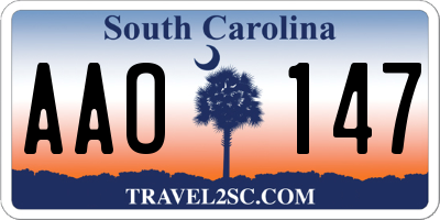 SC license plate AAO147