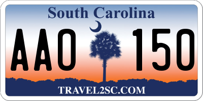 SC license plate AAO150