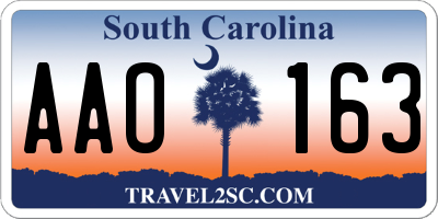 SC license plate AAO163