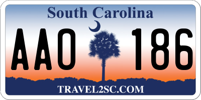 SC license plate AAO186