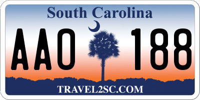 SC license plate AAO188