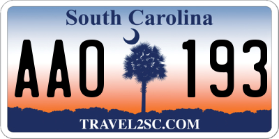 SC license plate AAO193