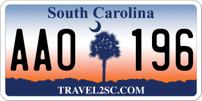 SC license plate AAO196