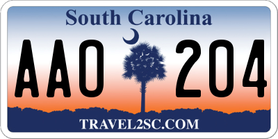 SC license plate AAO204