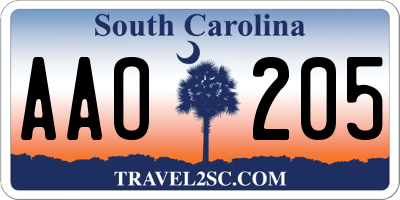 SC license plate AAO205