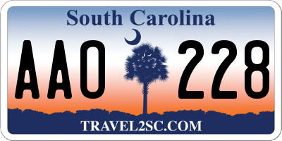 SC license plate AAO228