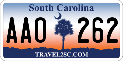 SC license plate AAO262