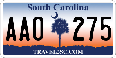 SC license plate AAO275