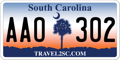 SC license plate AAO302