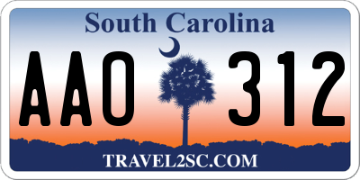 SC license plate AAO312