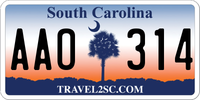 SC license plate AAO314