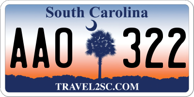 SC license plate AAO322