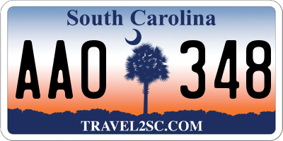 SC license plate AAO348