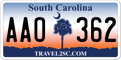 SC license plate AAO362