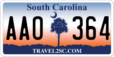 SC license plate AAO364