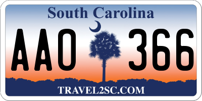 SC license plate AAO366